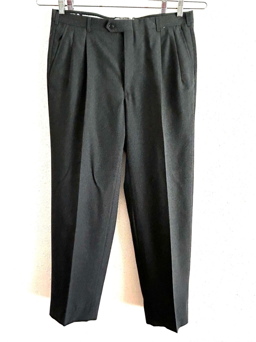 Vtg Old Money USA 36x32 Gray 100% Wool Pleated Trousers Mens Pants Pierre Cardin